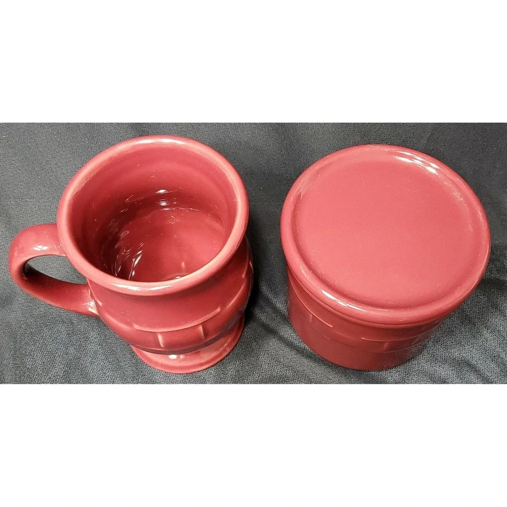 Longaberger‎ Pottery Paprika Crock w/ Lid and Latte Coffee Mug